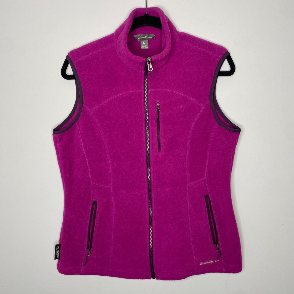 Eddie Bauer Polartec Fleece Vest Womens Medium Magenta Purple Full Zip 33489553